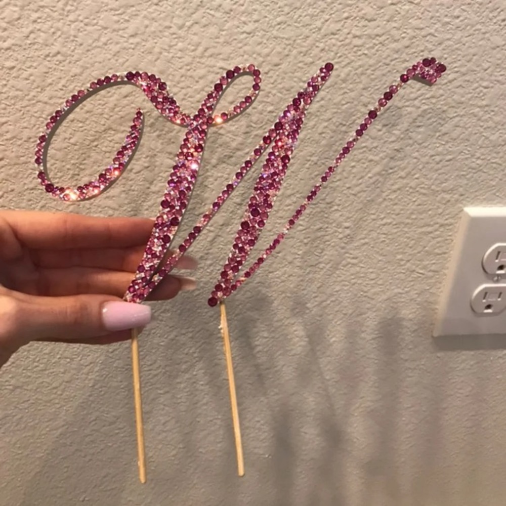 Custom Pink Swarovski Crystal Capitalized “W”